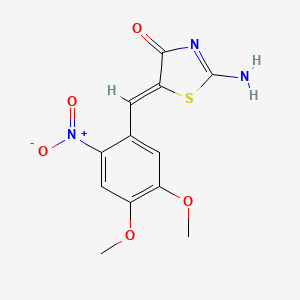 molecular formula C12H11N3O5S B5122696 5-(4,5-dimethoxy-2-nitrobenzylidene)-2-imino-1,3-thiazolidin-4-one 