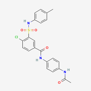 molecular formula C22H20ClN3O4S B5122736 N-[4-(acetylamino)phenyl]-4-chloro-3-{[(4-methylphenyl)amino]sulfonyl}benzamide 