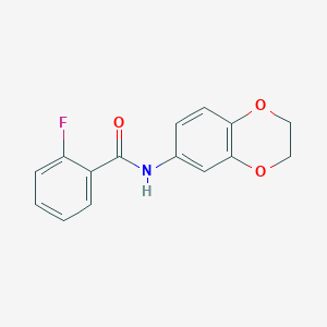 molecular formula C15H12FNO3 B5122745 N-(2,3-dihydro-1,4-benzodioxin-6-yl)-2-fluorobenzamide 