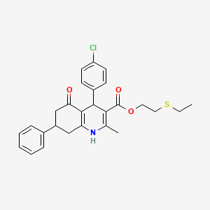 molecular formula C27H28ClNO3S B5122770 2-(ethylthio)ethyl 4-(4-chlorophenyl)-2-methyl-5-oxo-7-phenyl-1,4,5,6,7,8-hexahydro-3-quinolinecarboxylate 