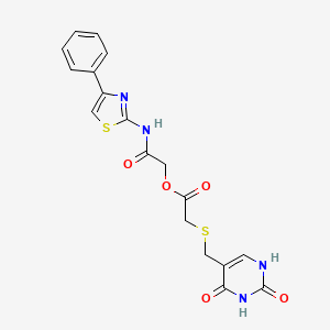 molecular formula C18H16N4O5S2 B5122790 2-oxo-2-[(4-phenyl-1,3-thiazol-2-yl)amino]ethyl {[(2,4-dioxo-1,2,3,4-tetrahydro-5-pyrimidinyl)methyl]thio}acetate 