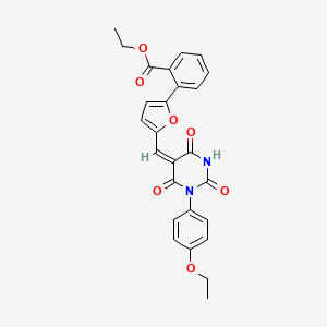 molecular formula C26H22N2O7 B5122813 ethyl 2-(5-{[1-(4-ethoxyphenyl)-2,4,6-trioxotetrahydro-5(2H)-pyrimidinylidene]methyl}-2-furyl)benzoate 