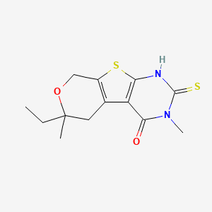molecular formula C13H16N2O2S2 B5122822 6-ethyl-3,6-dimethyl-2-thioxo-1,2,3,5,6,8-hexahydro-4H-pyrano[4',3':4,5]thieno[2,3-d]pyrimidin-4-one 