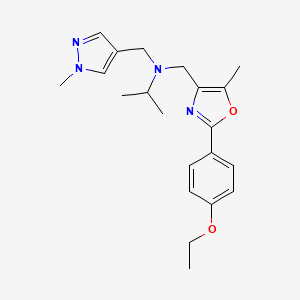 molecular formula C21H28N4O2 B5122825 N-{[2-(4-ethoxyphenyl)-5-methyl-1,3-oxazol-4-yl]methyl}-N-[(1-methyl-1H-pyrazol-4-yl)methyl]-2-propanamine 