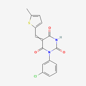 molecular formula C16H11ClN2O3S B5122839 1-(3-chlorophenyl)-5-[(5-methyl-2-thienyl)methylene]-2,4,6(1H,3H,5H)-pyrimidinetrione 