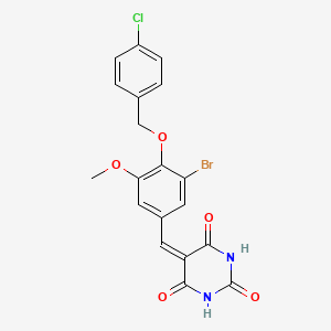 molecular formula C19H14BrClN2O5 B5122849 5-{3-bromo-4-[(4-chlorobenzyl)oxy]-5-methoxybenzylidene}-2,4,6(1H,3H,5H)-pyrimidinetrione 
