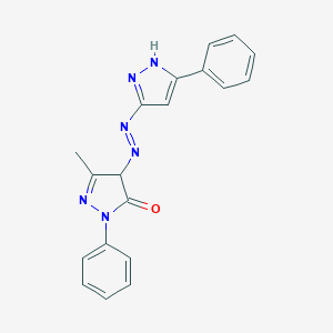 molecular formula C19H16N6O B512287 5-methyl-2-phenyl-4-[(3-phenyl-1H-pyrazol-5-yl)diazenyl]-2,4-dihydro-3H-pyrazol-3-one 