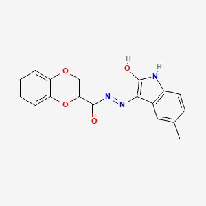 molecular formula C18H15N3O4 B5122887 N'-(5-methyl-2-oxo-1,2-dihydro-3H-indol-3-ylidene)-2,3-dihydro-1,4-benzodioxine-2-carbohydrazide 
