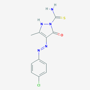 molecular formula C11H10ClN5OS B512290 (4Z)-4-[2-(4-chlorophenyl)hydrazinylidene]-3-methyl-5-oxo-4,5-dihydro-1H-pyrazole-1-carbothioamide 