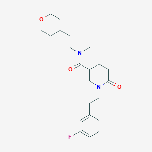 molecular formula C22H31FN2O3 B5122930 1-[2-(3-fluorophenyl)ethyl]-N-methyl-6-oxo-N-[2-(tetrahydro-2H-pyran-4-yl)ethyl]-3-piperidinecarboxamide 