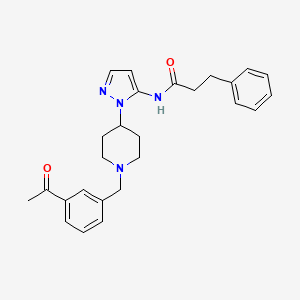 N-{1-[1-(3-acetylbenzyl)-4-piperidinyl]-1H-pyrazol-5-yl}-3-phenylpropanamide