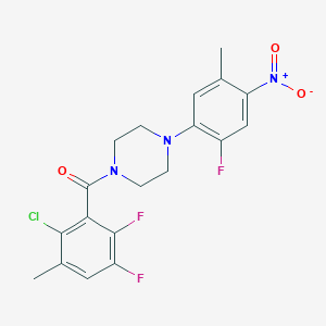 molecular formula C19H17ClF3N3O3 B5123004 1-(2-chloro-5,6-difluoro-3-methylbenzoyl)-4-(2-fluoro-5-methyl-4-nitrophenyl)piperazine 