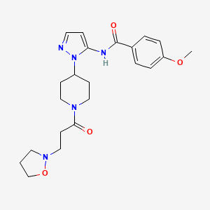 molecular formula C22H29N5O4 B5123030 N-(1-{1-[3-(2-isoxazolidinyl)propanoyl]-4-piperidinyl}-1H-pyrazol-5-yl)-4-methoxybenzamide 