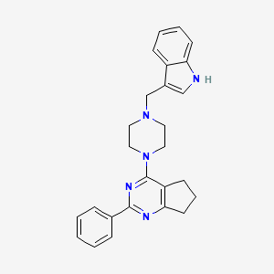 molecular formula C26H27N5 B5123088 4-[4-(1H-indol-3-ylmethyl)-1-piperazinyl]-2-phenyl-6,7-dihydro-5H-cyclopenta[d]pyrimidine 