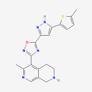 molecular formula C19H18N6OS B5123099 6-methyl-5-{5-[3-(5-methyl-2-thienyl)-1H-pyrazol-5-yl]-1,2,4-oxadiazol-3-yl}-1,2,3,4-tetrahydro-2,7-naphthyridine trifluoroacetate 