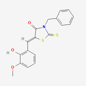 molecular formula C18H15NO3S2 B5123120 3-benzyl-5-(2-hydroxy-3-methoxybenzylidene)-2-thioxo-1,3-thiazolidin-4-one 