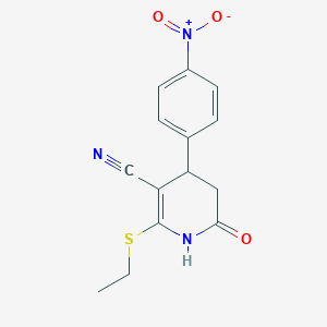 molecular formula C14H13N3O3S B5123178 2-(ethylthio)-4-(4-nitrophenyl)-6-oxo-1,4,5,6-tetrahydro-3-pyridinecarbonitrile 