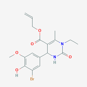 molecular formula C18H21BrN2O5 B5123184 allyl 4-(3-bromo-4-hydroxy-5-methoxyphenyl)-1-ethyl-6-methyl-2-oxo-1,2,3,4-tetrahydro-5-pyrimidinecarboxylate 