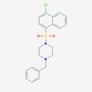 molecular formula C21H21ClN2O2S B512319 1-Benzyl-4-((4-chloronaphthalen-1-yl)sulfonyl)piperazine CAS No. 325812-56-4