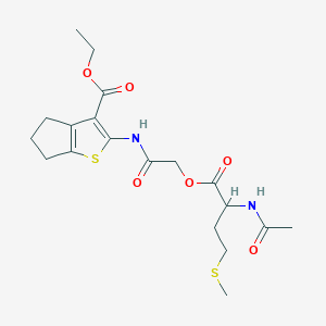 molecular formula C19H26N2O6S2 B5123205 ethyl 2-({[(N-acetylmethionyl)oxy]acetyl}amino)-5,6-dihydro-4H-cyclopenta[b]thiophene-3-carboxylate 