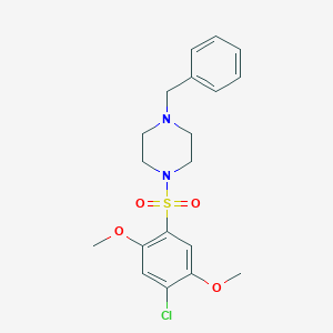 molecular formula C19H23ClN2O4S B512321 1-Benzyl-4-[(4-chloro-2,5-dimethoxyphenyl)sulfonyl]piperazine CAS No. 325811-20-9