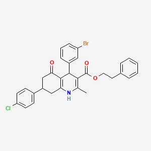 2-phenylethyl 4-(3-bromophenyl)-7-(4-chlorophenyl)-2-methyl-5-oxo-1,4,5,6,7,8-hexahydro-3-quinolinecarboxylate