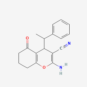 molecular formula C18H18N2O2 B5123225 2-amino-5-oxo-4-(1-phenylethyl)-5,6,7,8-tetrahydro-4H-chromene-3-carbonitrile 