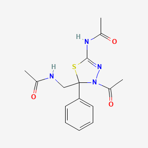 N-{4-acetyl-5-[(acetylamino)methyl]-5-phenyl-4,5-dihydro-1,3,4-thiadiazol-2-yl}acetamide