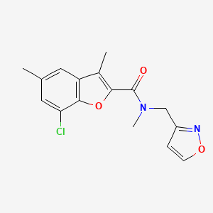 molecular formula C16H15ClN2O3 B5123291 7-chloro-N-(3-isoxazolylmethyl)-N,3,5-trimethyl-1-benzofuran-2-carboxamide 