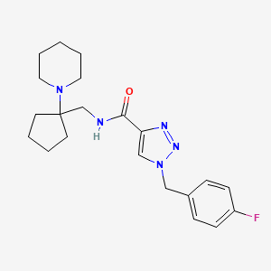 molecular formula C21H28FN5O B5123312 1-(4-fluorobenzyl)-N-{[1-(1-piperidinyl)cyclopentyl]methyl}-1H-1,2,3-triazole-4-carboxamide 