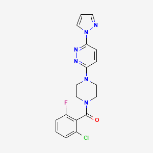 molecular formula C18H16ClFN6O B5123324 3-[4-(2-chloro-6-fluorobenzoyl)-1-piperazinyl]-6-(1H-pyrazol-1-yl)pyridazine 