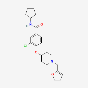molecular formula C22H27ClN2O3 B5123332 3-chloro-N-cyclopentyl-4-{[1-(2-furylmethyl)-4-piperidinyl]oxy}benzamide 