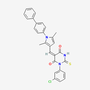 molecular formula C29H22ClN3O2S B5123365 5-{[1-(4-biphenylyl)-2,5-dimethyl-1H-pyrrol-3-yl]methylene}-1-(3-chlorophenyl)-2-thioxodihydro-4,6(1H,5H)-pyrimidinedione 