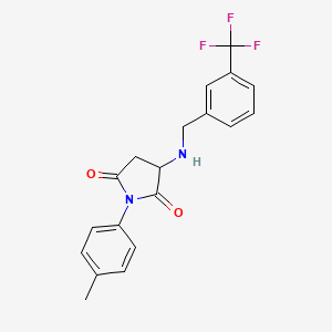 molecular formula C19H17F3N2O2 B5123385 1-(4-methylphenyl)-3-{[3-(trifluoromethyl)benzyl]amino}-2,5-pyrrolidinedione 