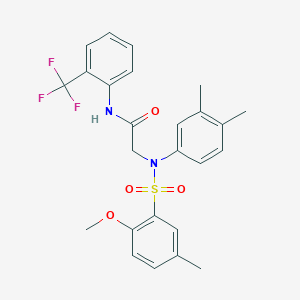 molecular formula C25H25F3N2O4S B5123406 N~2~-(3,4-dimethylphenyl)-N~2~-[(2-methoxy-5-methylphenyl)sulfonyl]-N~1~-[2-(trifluoromethyl)phenyl]glycinamide 