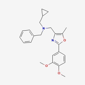 molecular formula C24H28N2O3 B5123431 N-benzyl-1-cyclopropyl-N-{[2-(3,4-dimethoxyphenyl)-5-methyl-1,3-oxazol-4-yl]methyl}methanamine 