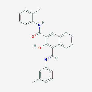 molecular formula C26H22N2O2 B512348 3-hydroxy-N-(2-methylphenyl)-4-{[(3-methylphenyl)imino]methyl}-2-naphthamide 