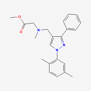 molecular formula C22H25N3O2 B5123499 methyl N-{[1-(2,5-dimethylphenyl)-3-phenyl-1H-pyrazol-4-yl]methyl}-N-methylglycinate 