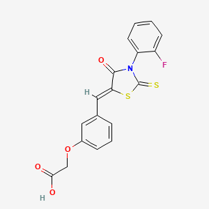 (3-{[3-(2-fluorophenyl)-4-oxo-2-thioxo-1,3-thiazolidin-5-ylidene]methyl}phenoxy)acetic acid