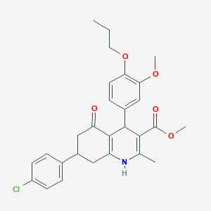 methyl 7-(4-chlorophenyl)-4-(3-methoxy-4-propoxyphenyl)-2-methyl-5-oxo-1,4,5,6,7,8-hexahydro-3-quinolinecarboxylate