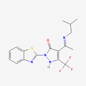 molecular formula C17H17F3N4OS B5123670 2-(1,3-benzothiazol-2-yl)-4-[1-(isobutylamino)ethylidene]-5-(trifluoromethyl)-2,4-dihydro-3H-pyrazol-3-one 