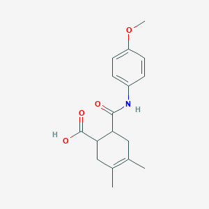 molecular formula C17H21NO4 B5123683 6-{[(4-methoxyphenyl)amino]carbonyl}-3,4-dimethyl-3-cyclohexene-1-carboxylic acid 