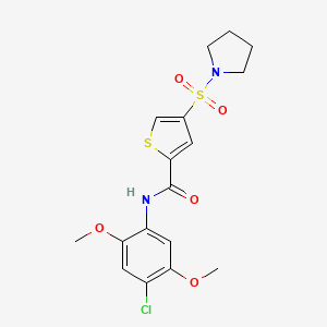 molecular formula C17H19ClN2O5S2 B5123723 N-(4-chloro-2,5-dimethoxyphenyl)-4-(1-pyrrolidinylsulfonyl)-2-thiophenecarboxamide 