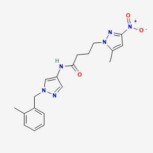 molecular formula C19H22N6O3 B5123738 N-[1-(2-methylbenzyl)-1H-pyrazol-4-yl]-4-(5-methyl-3-nitro-1H-pyrazol-1-yl)butanamide 