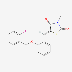 molecular formula C18H14FNO3S B5123755 5-{2-[(2-fluorobenzyl)oxy]benzylidene}-3-methyl-1,3-thiazolidine-2,4-dione 