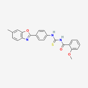 molecular formula C23H19N3O3S B5123760 2-methoxy-N-({[4-(6-methyl-1,3-benzoxazol-2-yl)phenyl]amino}carbonothioyl)benzamide 