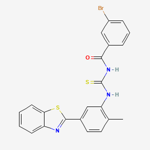 molecular formula C22H16BrN3OS2 B5123770 N-({[5-(1,3-benzothiazol-2-yl)-2-methylphenyl]amino}carbonothioyl)-3-bromobenzamide 