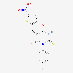 molecular formula C15H8FN3O4S2 B5123771 1-(4-fluorophenyl)-5-[(5-nitro-2-thienyl)methylene]-2-thioxodihydro-4,6(1H,5H)-pyrimidinedione 