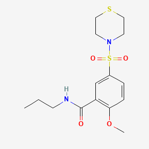 molecular formula C15H22N2O4S2 B5123788 2-methoxy-N-propyl-5-(4-thiomorpholinylsulfonyl)benzamide 