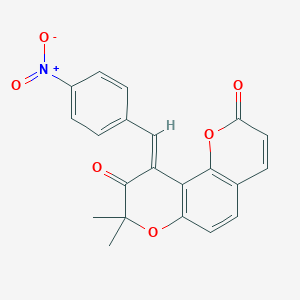 molecular formula C21H15NO6 B512384 10-{4-nitrobenzylidene}-8,8-dimethyl-2H,8H-pyrano[2,3-f]chromene-2,9(10H)-dione CAS No. 299929-46-7